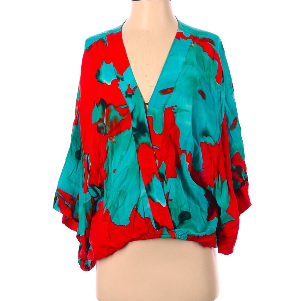 On the Road… Vibrant Patterned Flowy Wrap Style Top Size S (Part of a Set)
